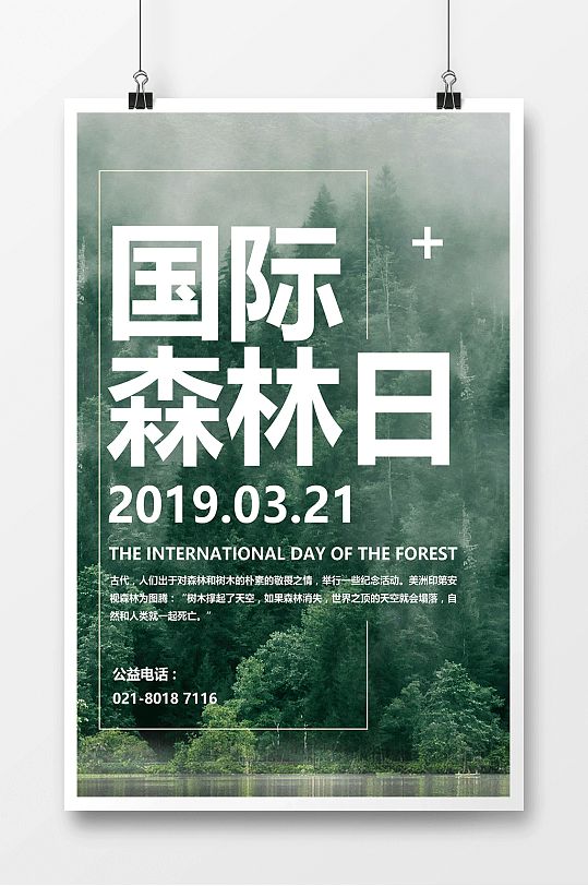 简约时尚国际森林日海报