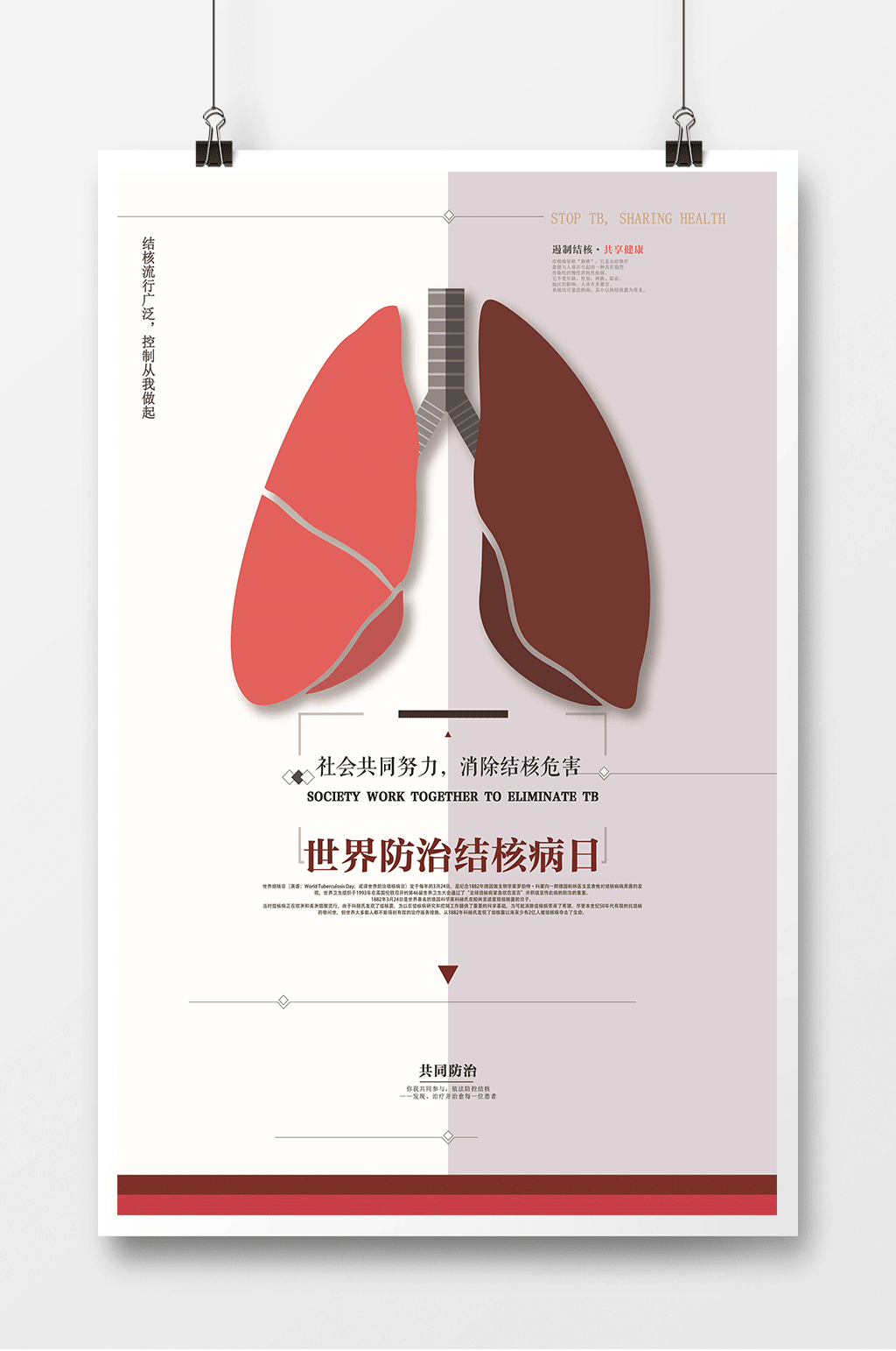 世界防治结核病日简洁海报展板