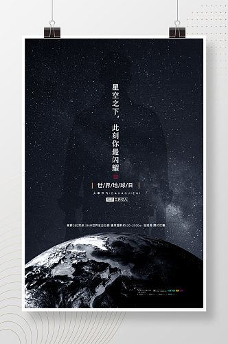 星空背景世界地球日海报