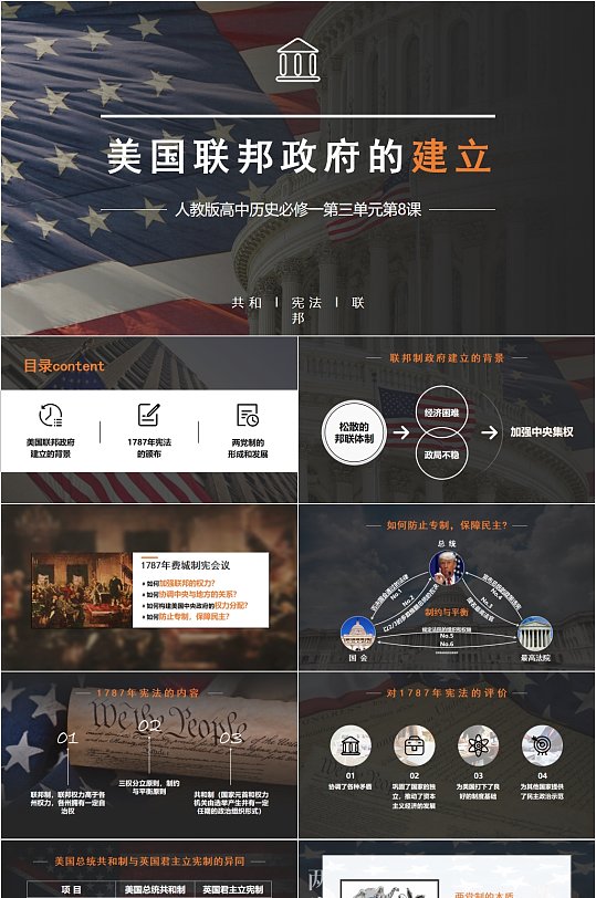 美国联邦政府的建立历史事件PPT-众图网