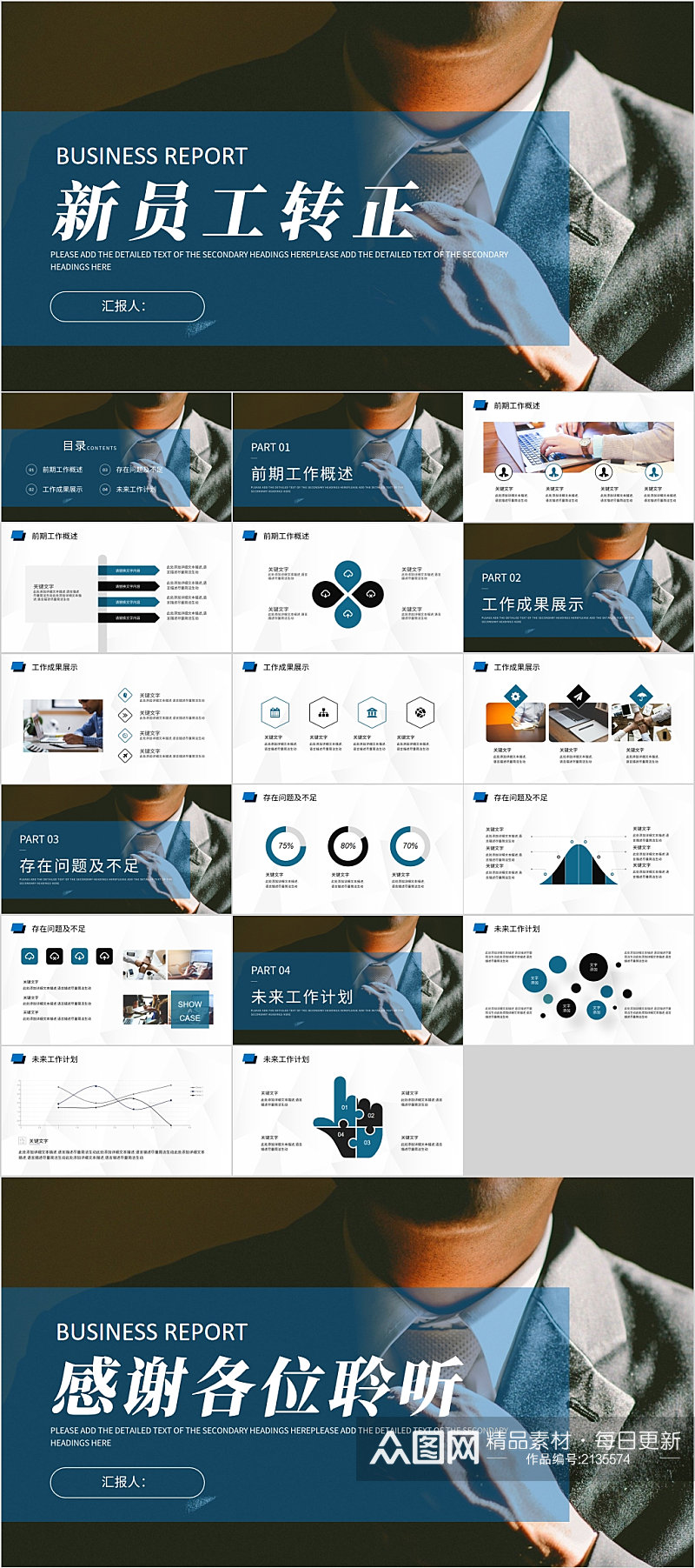新员工转正时尚企业PPT素材