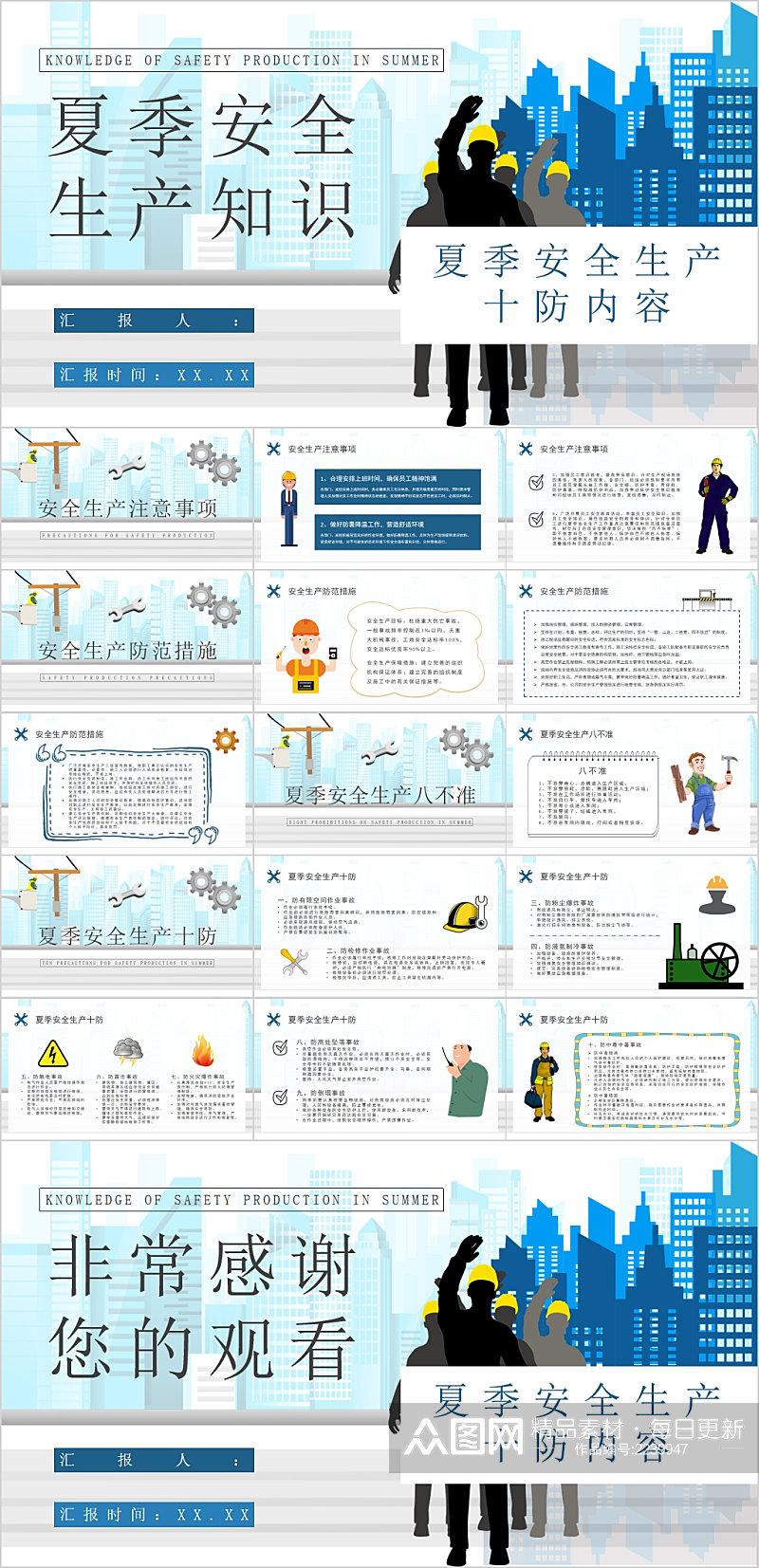 夏季安全生产知识简约现代PPT素材