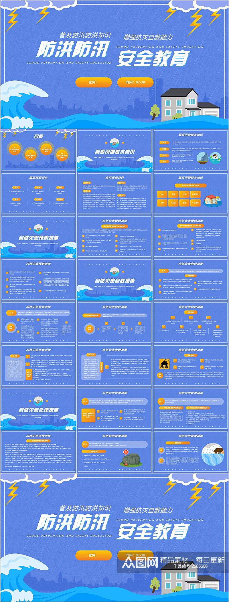 防洪防汛安全教育知识普及PPT素材