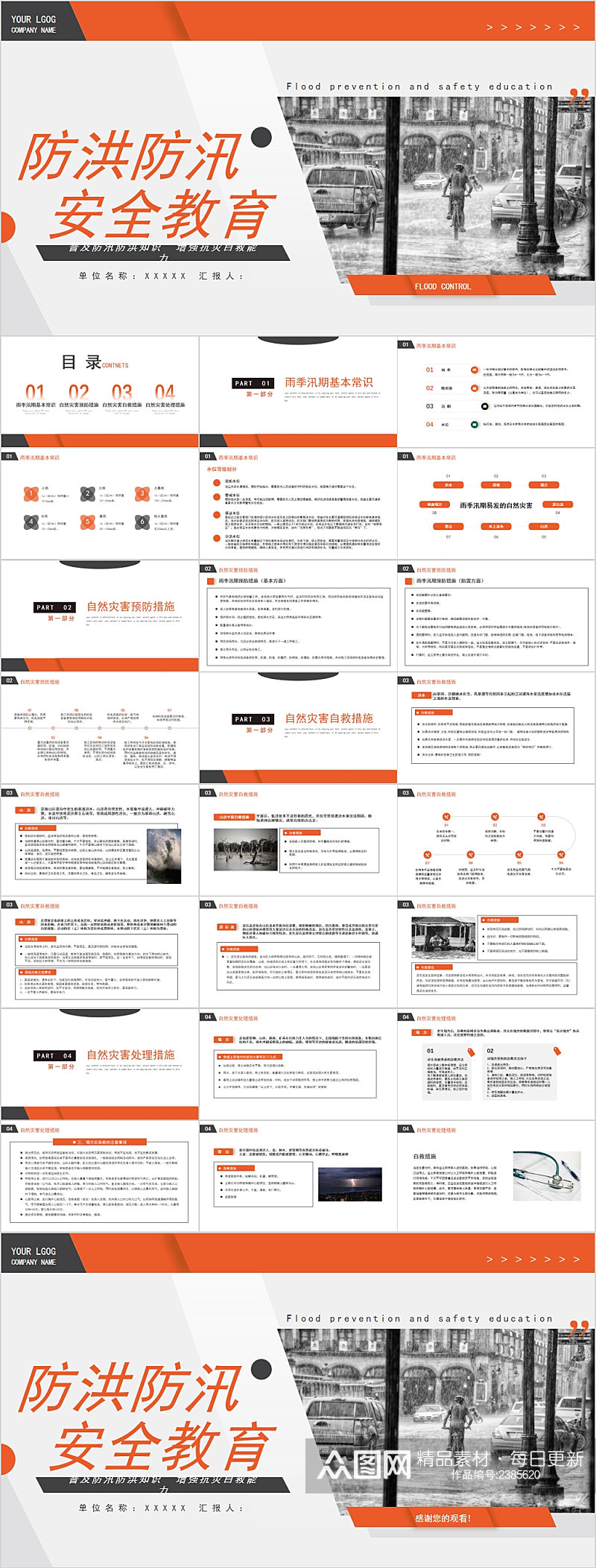 防洪防汛安全教育PPT模板素材