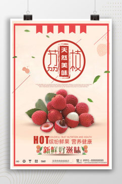中国风美味荔枝水果海报