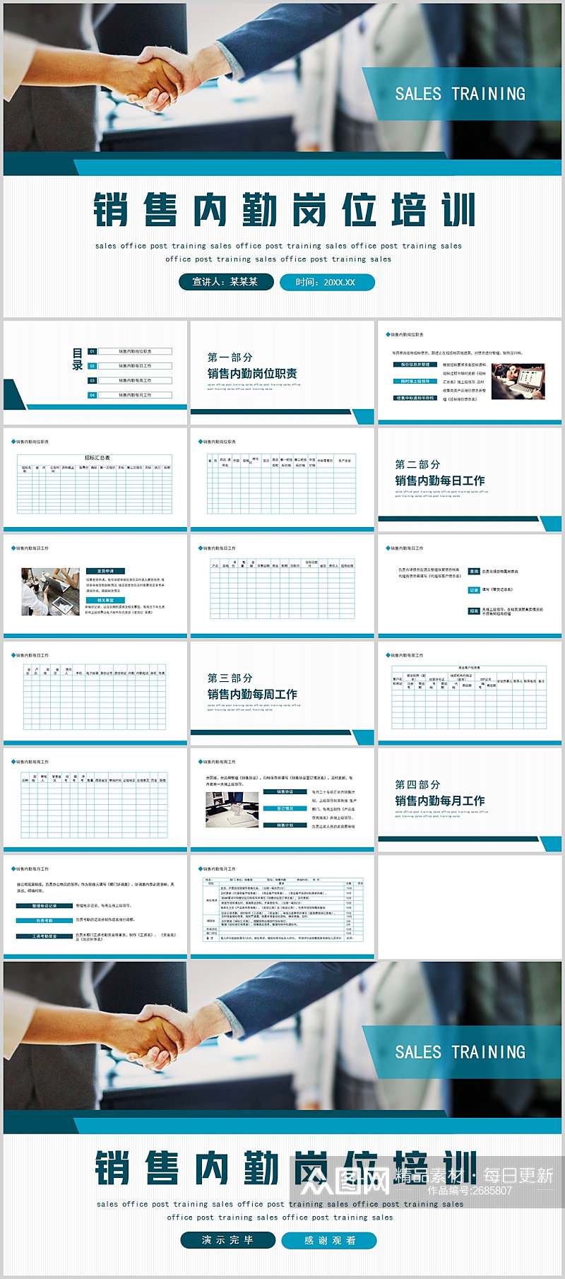 商务风销售内勤岗位培训PPT素材