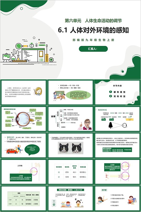 人体对外环境的感知生物课件绿色PPT