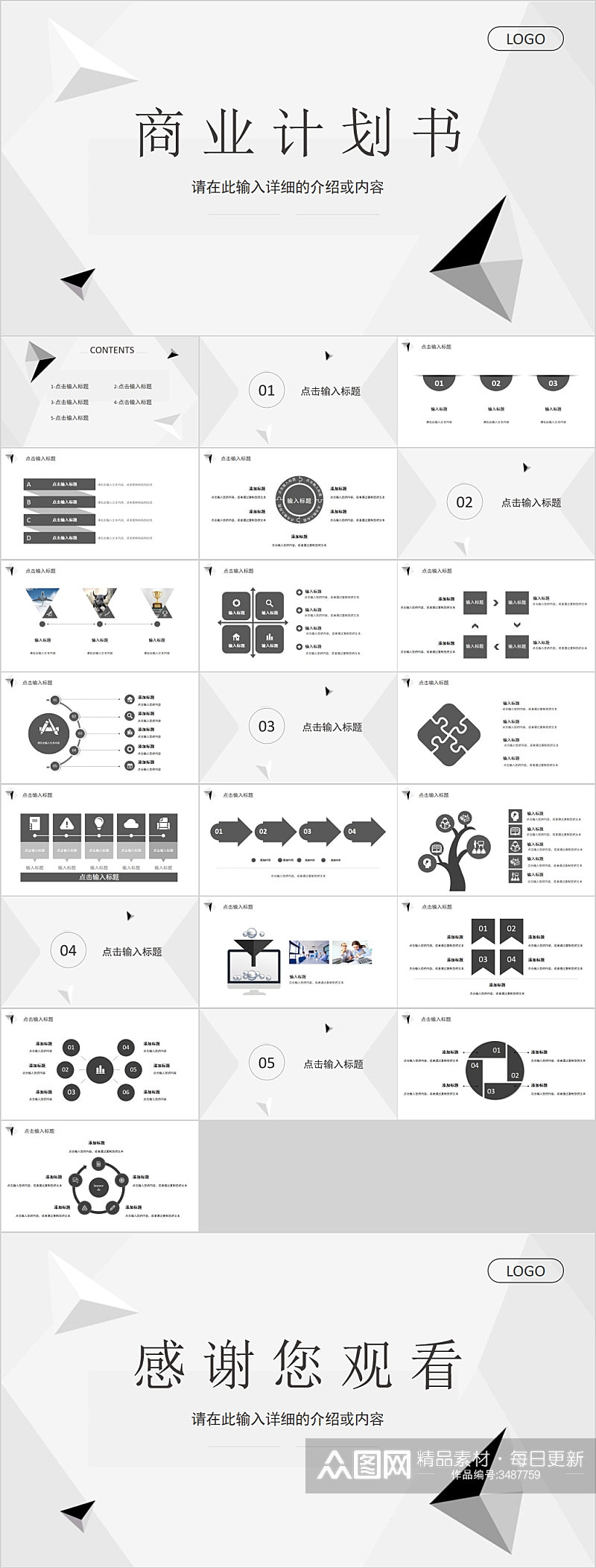 科技时尚创意企业商业计划书PPT模版素材