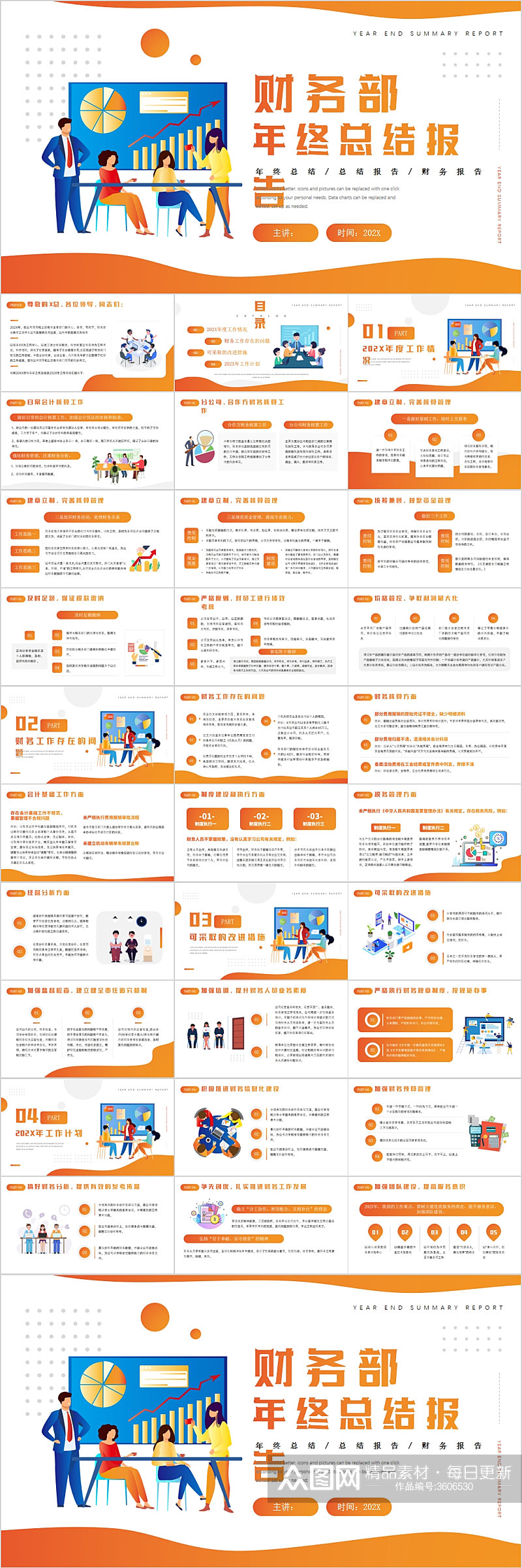 财务部年终总结报告简约卡通PPT素材