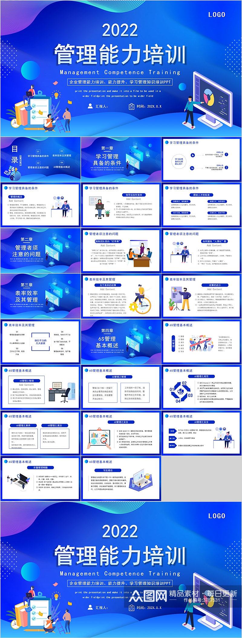 2022管理能力培训通用扁平风PPT素材