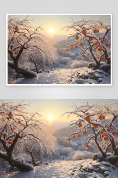 冬季柿子树柿子图片