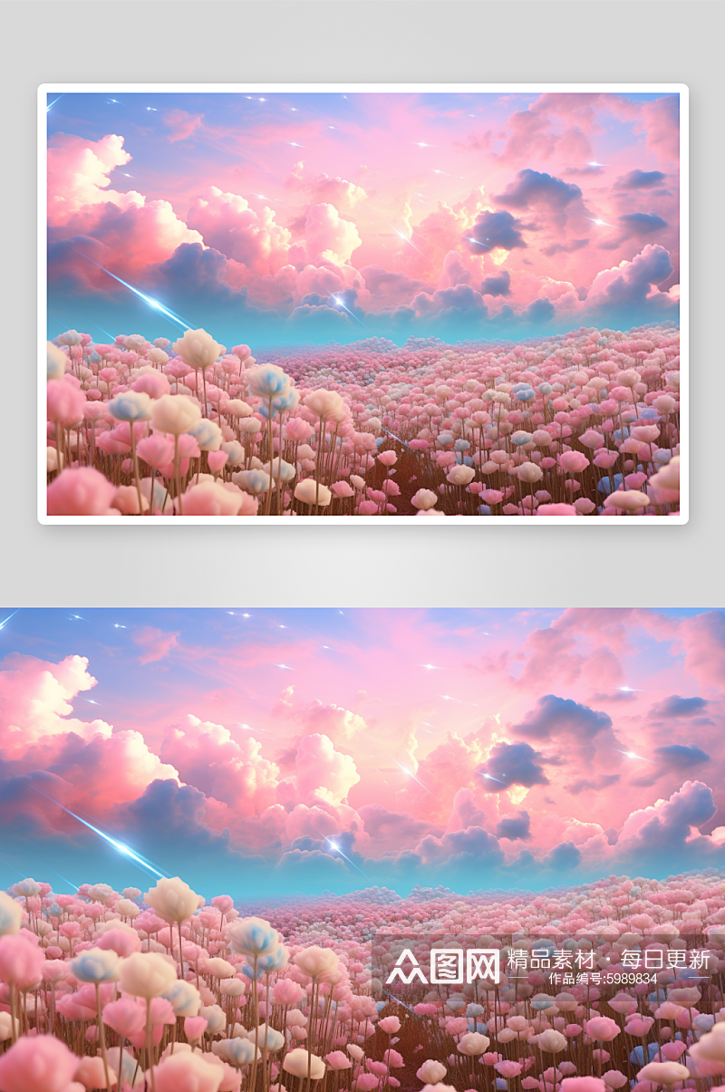 唯美天空云朵AI数字艺术插图背景素材素材