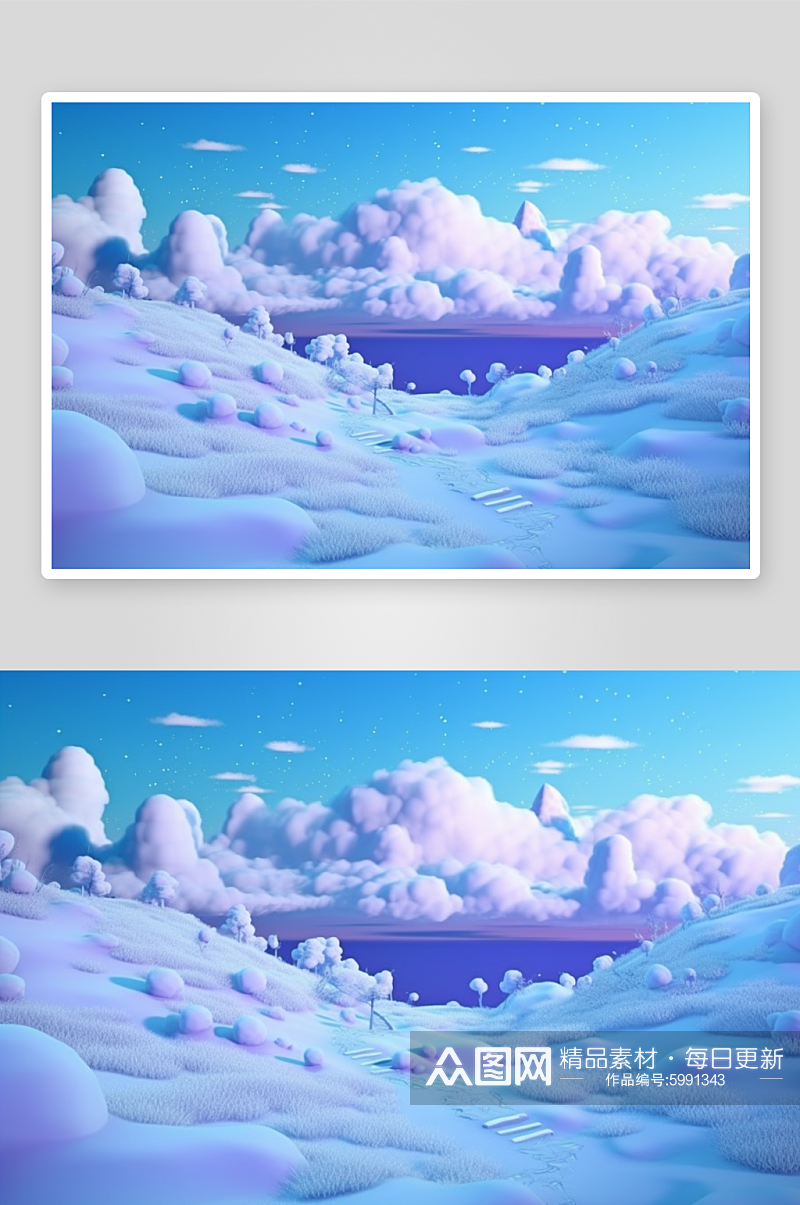 唯美天空云朵AI数字艺术插图背景素材素材