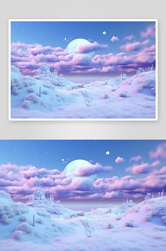 唯美天空云朵AI数字艺术插图背景素材