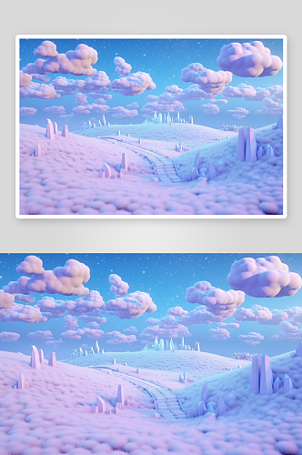唯美天空云朵AI数字艺术插图背景素材
