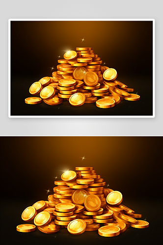 AI数字艺术金币元素素材图片