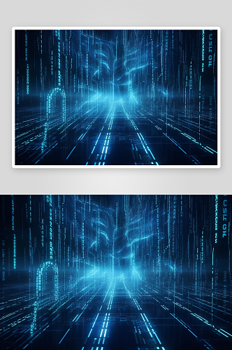 AI插图数字艺术科安全锁技背景素材图片