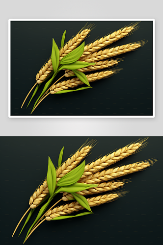 AI插图数字艺术麦子麦田背景素材图片
