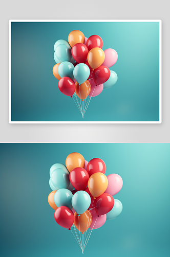 AI插图数字艺术节日生日气球背景素材图片