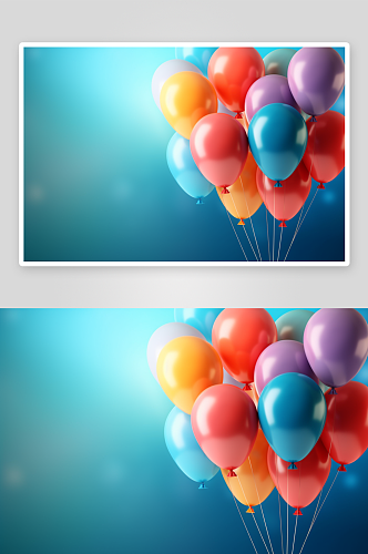 AI插图数字艺术节日生日气球背景素材图片
