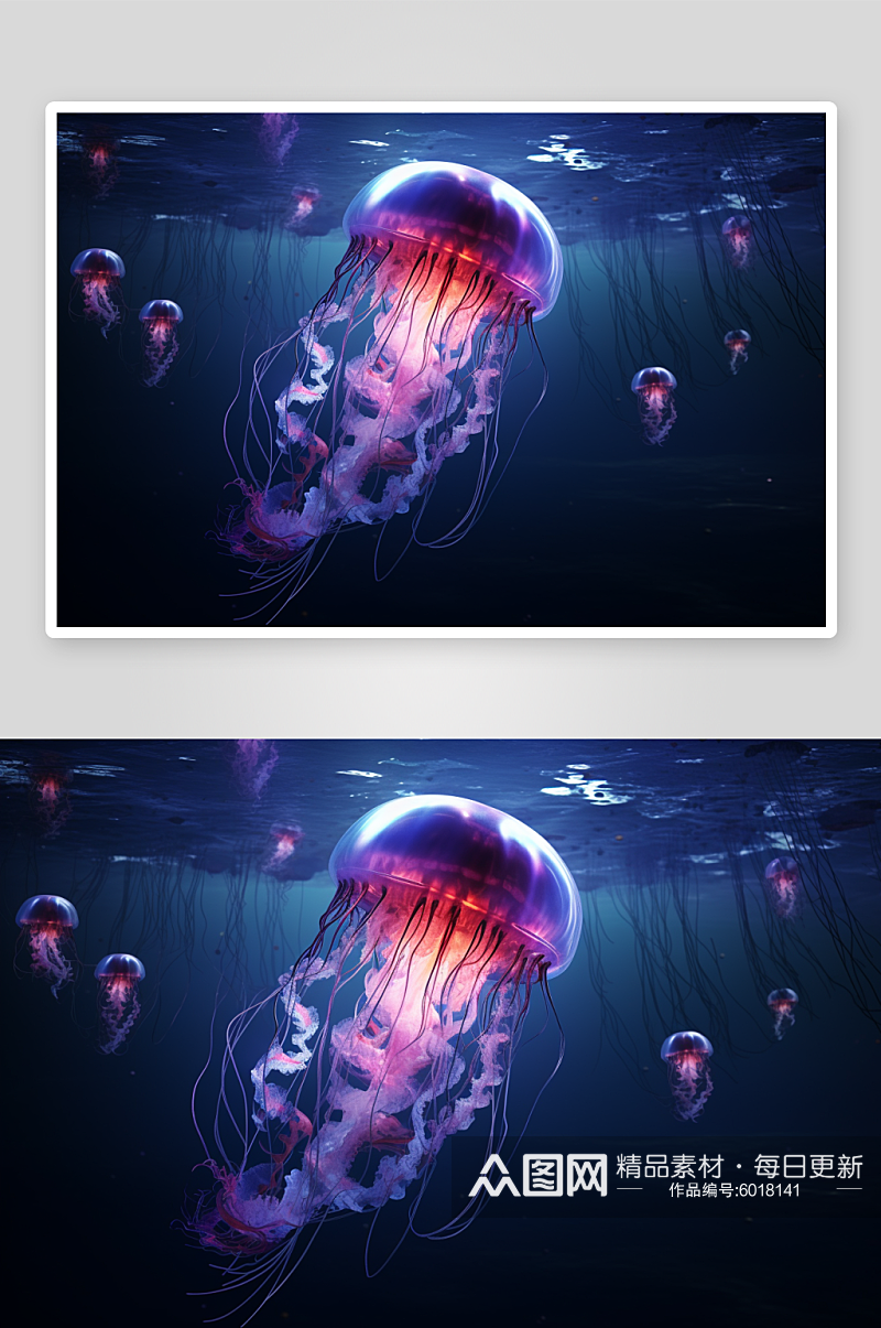 AI数字艺术唯美水母背景素材图片素材