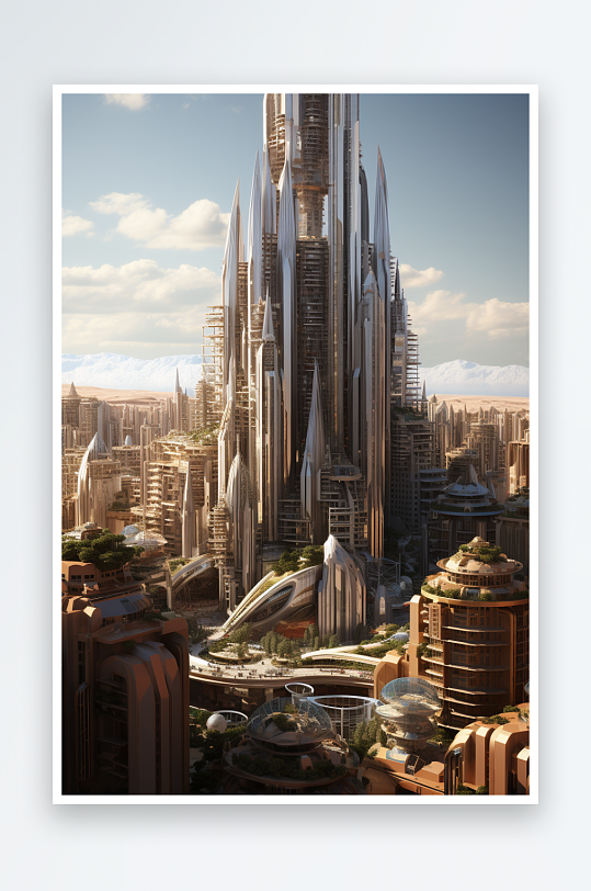AI数字艺术城市建筑素材图片