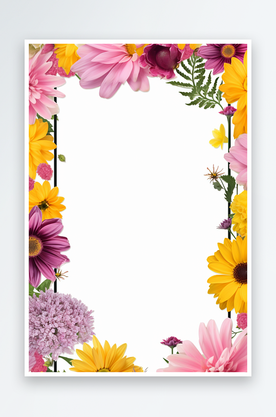 AI数字艺术小清新花朵花卉边框背景