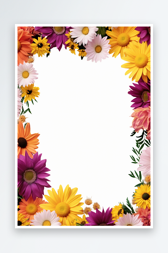 AI数字艺术小清新花朵花卉边框背景