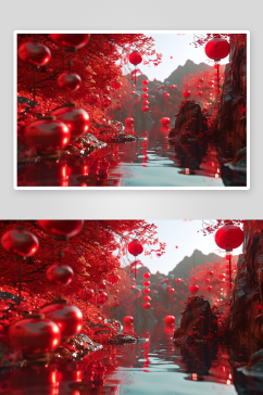 数字艺术AI图中国风背景素材图片