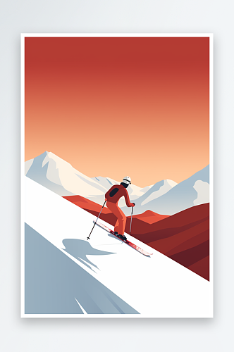 数字艺术AI图滑雪素材图片