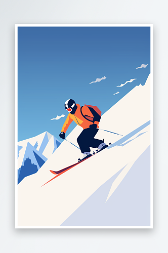 数字艺术AI图滑雪素材图片