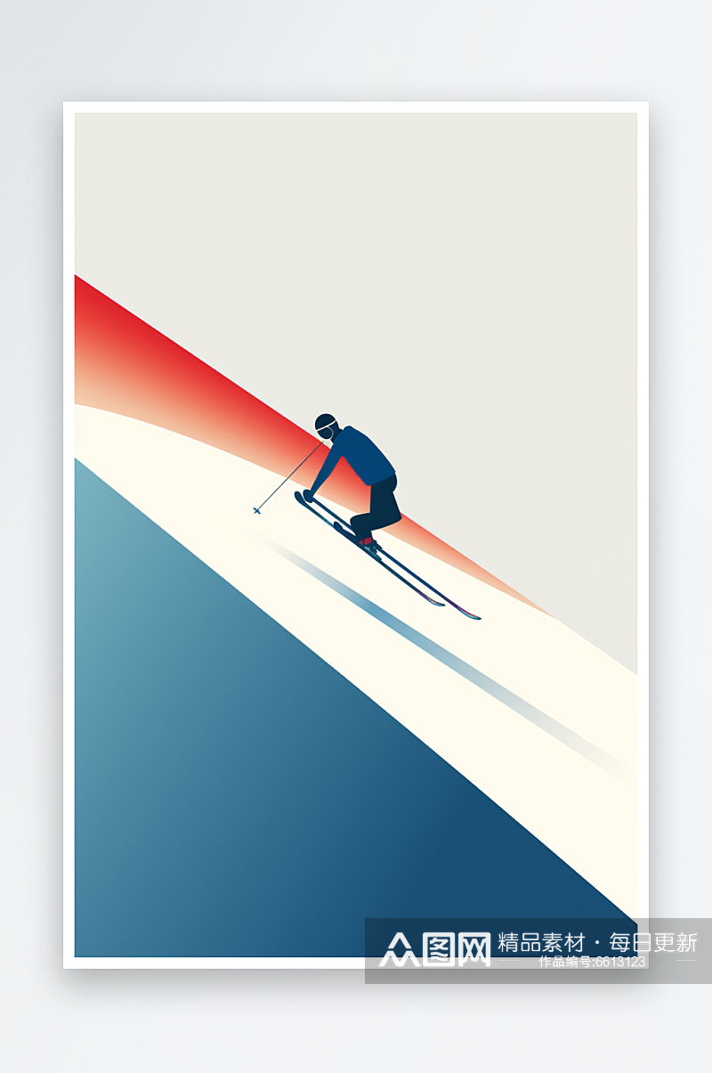 数字艺术AI图滑雪素材图片素材