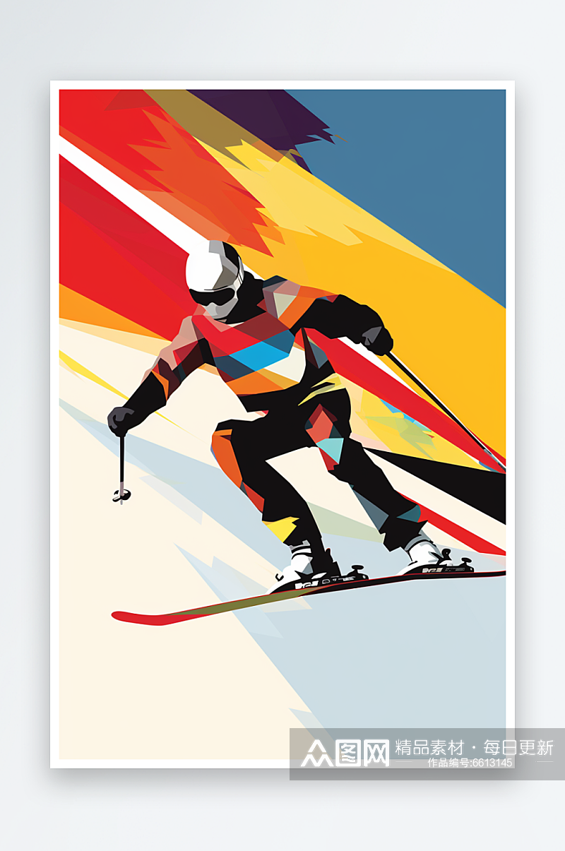 数字艺术AI图滑雪素材图片素材