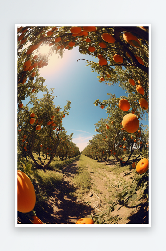 数字艺术AI图橘子树素材图片