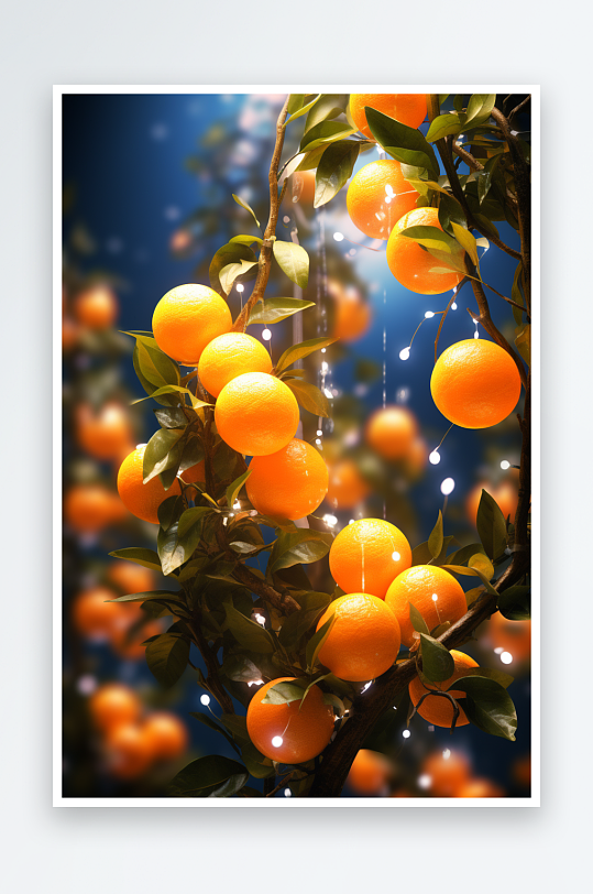 数字艺术AI图橘子树素材图片