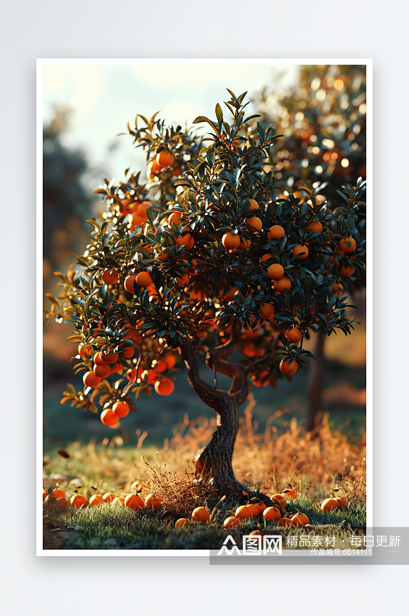 数字艺术AI图橘子树素材图片素材