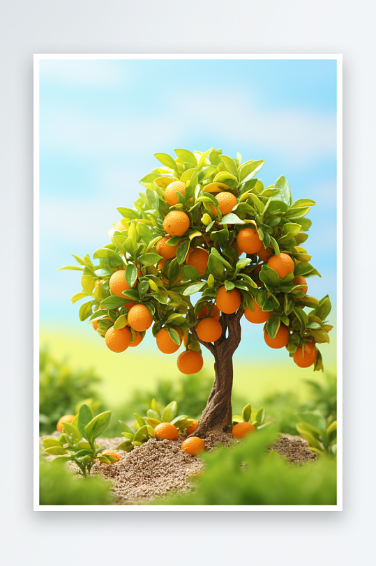 数字艺术AI图橘子树素材图片