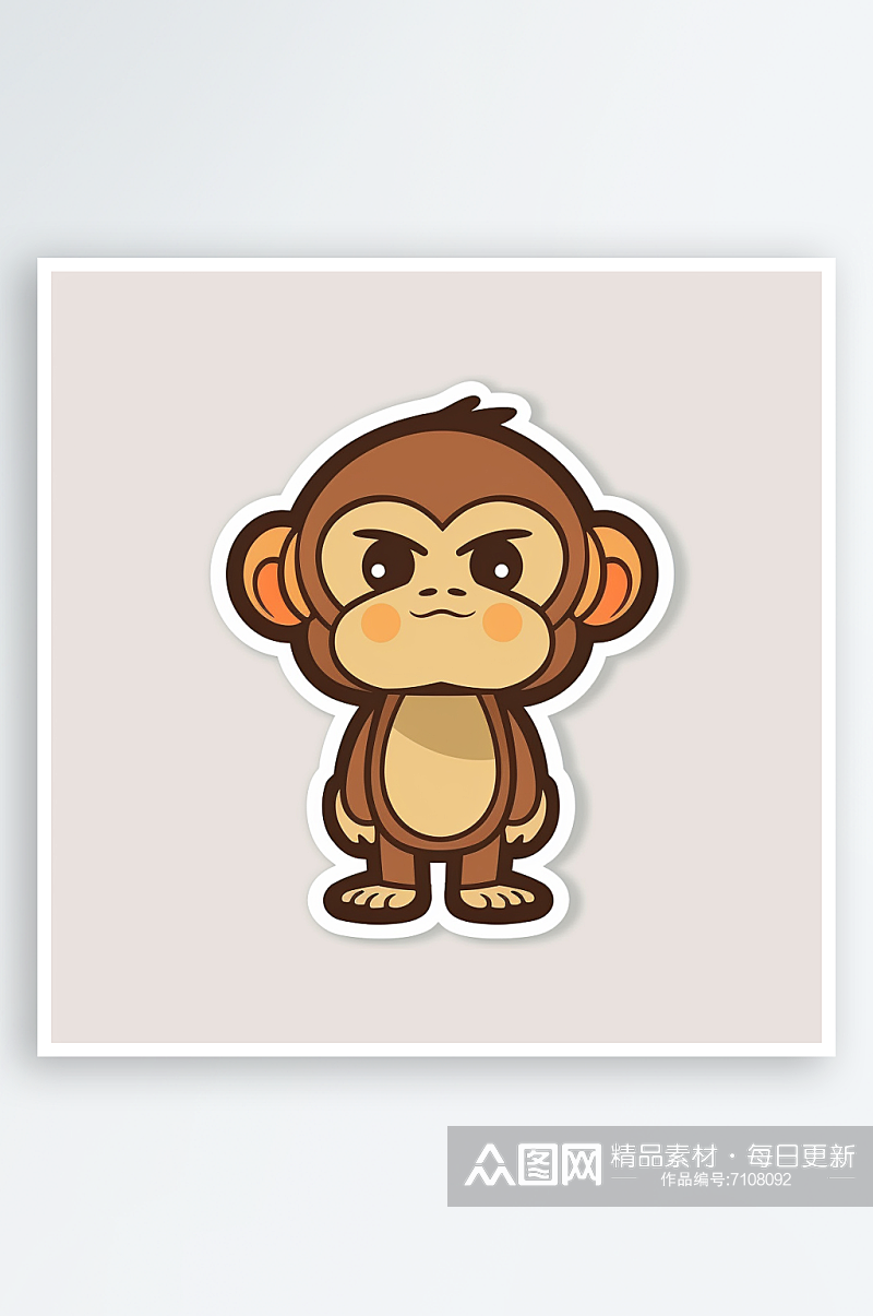 简约卡通猴子AI图数字艺术素材