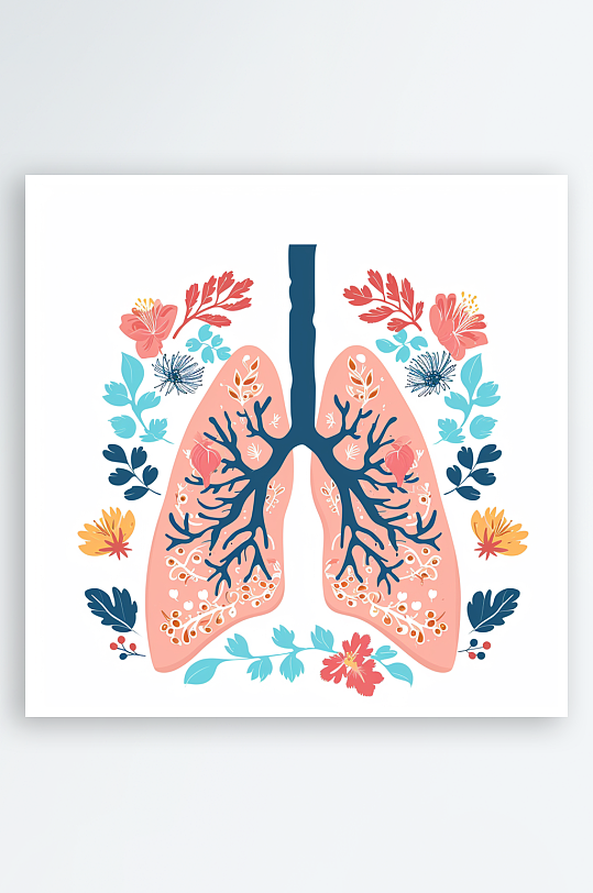 简约人体肺部素材图AI图数字艺术