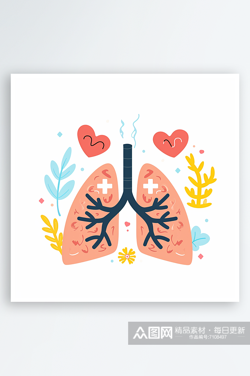 简约人体肺部素材图AI图数字艺术素材