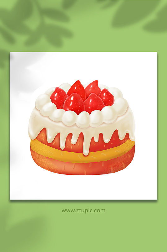 夏季美食草莓蛋糕甜品糕点插画元素设计