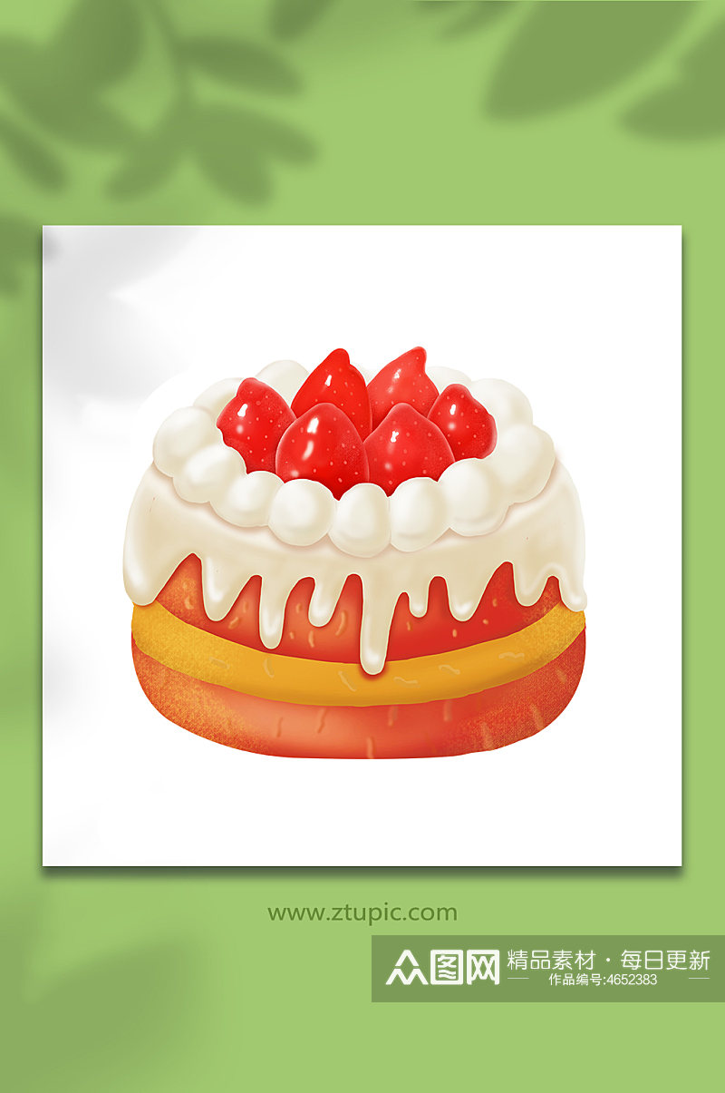夏季美食草莓蛋糕甜品糕点插画元素设计素材