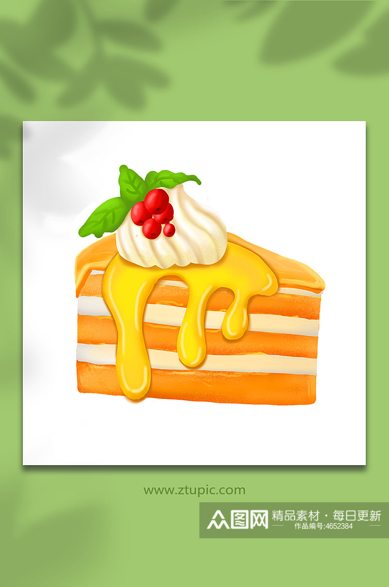 夏季美食芒果蛋糕甜品糕点插画元素设计素材
