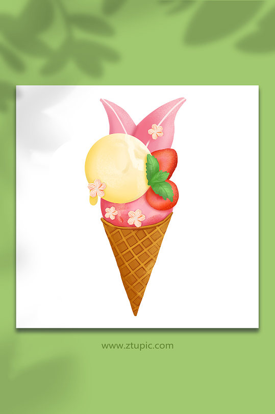 夏季美食冰激凌甜品清凉插画元素设计