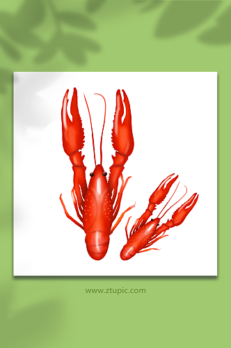 夏季美食红色麻辣小龙虾食品插画元素设计