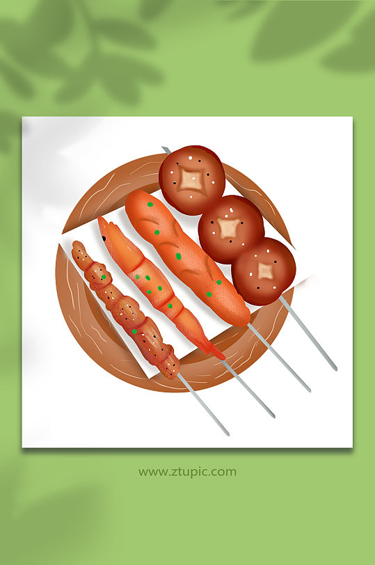 烧烤肉串美味食品夏季美食插画元素设计