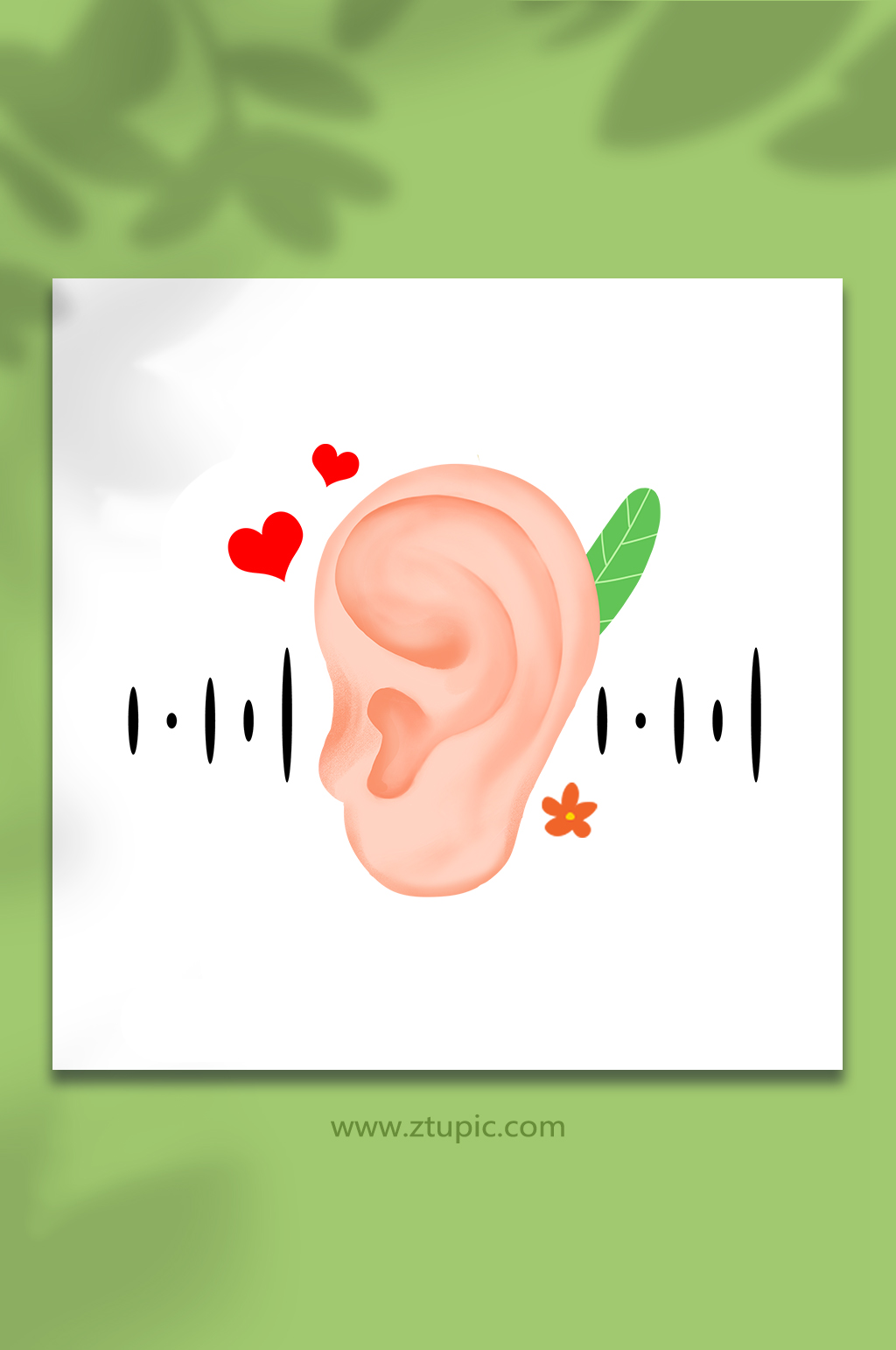 耳朵器官卡通全国爱耳日元素声音插画素材