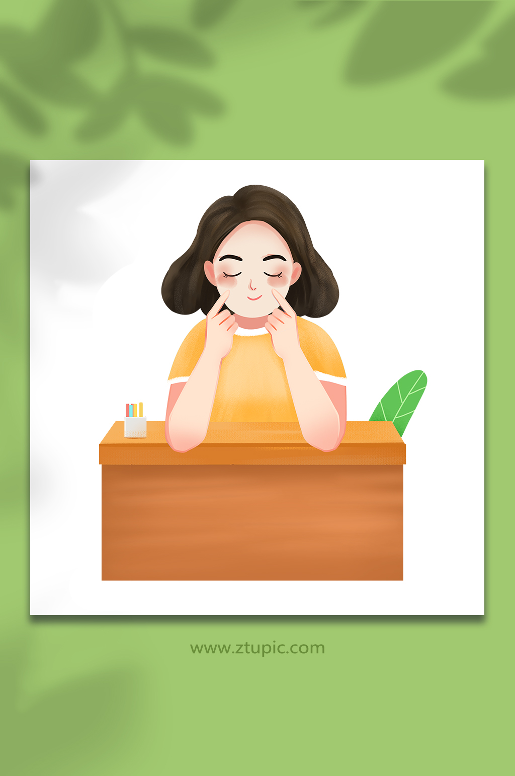 卡通女孩眼保健操保护视力全国爱眼日插画素材