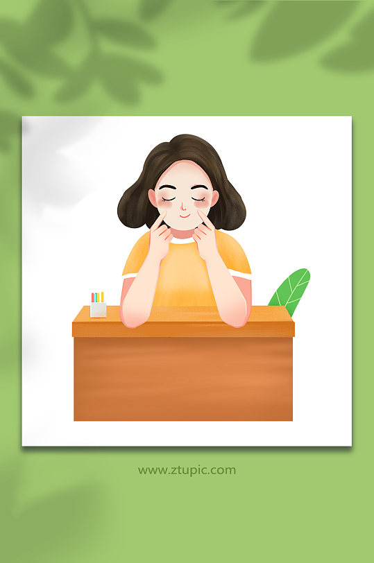 卡通女孩眼保健操保护视力全国爱眼日插画