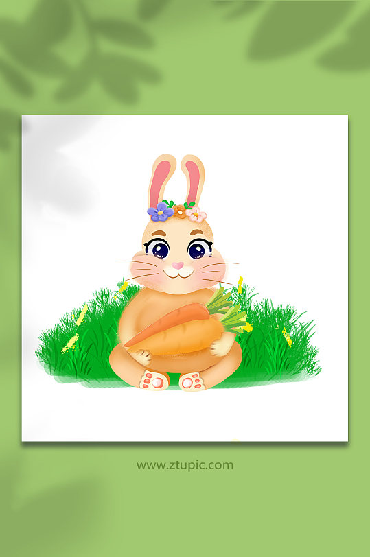 小兔卡通動物可愛卡通兔子元素插畫
